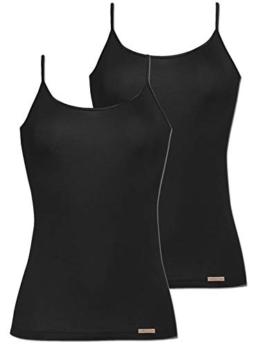 Comazo Earth 2er Sparpack Damen Unterhemd Spaghettiträger, Gr.38, schwarz von Comazo