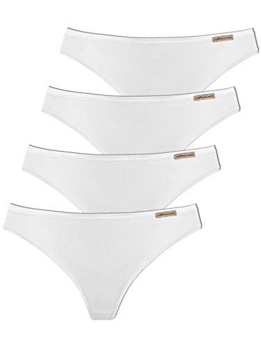 Comazo Earth 4er Sparpack Damen String, Gr.38, Weiss von Comazo