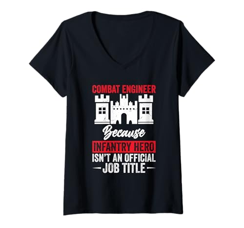 Damen Combat Engineering Soldat Infanterie Hero Combat Engineer T-Shirt mit V-Ausschnitt Damen Combat Engineering Soldat Infanterie Hero Combat Engineer T-Shirt mit V-Ausschnitt von Combat Engineer Costume For Corps Of Engineers