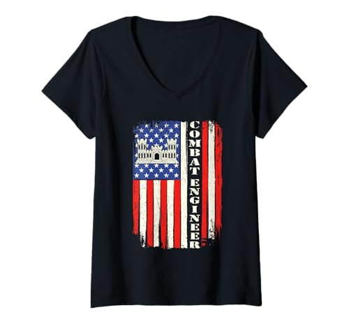 Damen Kampfingenieur - Soldatentechnik der Patriotischen Armee T-Shirt mit V-Ausschnitt Damen Kampfingenieur - Soldatentechnik der Patriotischen Armee T-Shirt mit V-Ausschnitt von Combat Engineer Merch