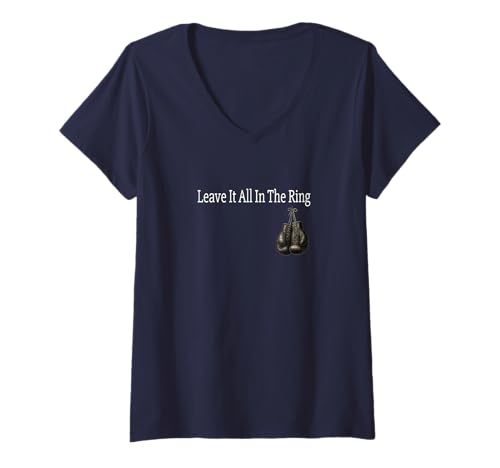 Damen Minimalistische Boxhandschuhe - Leave It All In The Ring Boxing T-Shirt mit V-Ausschnitt Damen Minimalistische Boxhandschuhe - Leave It All In The Ring Boxing T-Shirt mit V-Ausschnitt von Combat Sports Apparel I Love MMA and Boxing