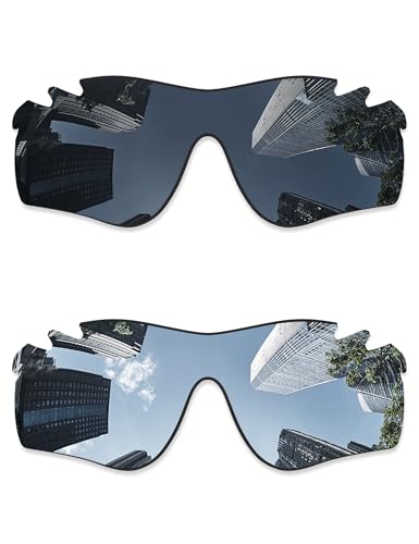 Combine8 2 Stück Ploarized Ersatzgläser für Oakley RadarLock Path Vented/RadarLock Path Vented Asian Fit (AF) OO9206 Sonnenbrille – Schwarz + Silber Titan von Combine8