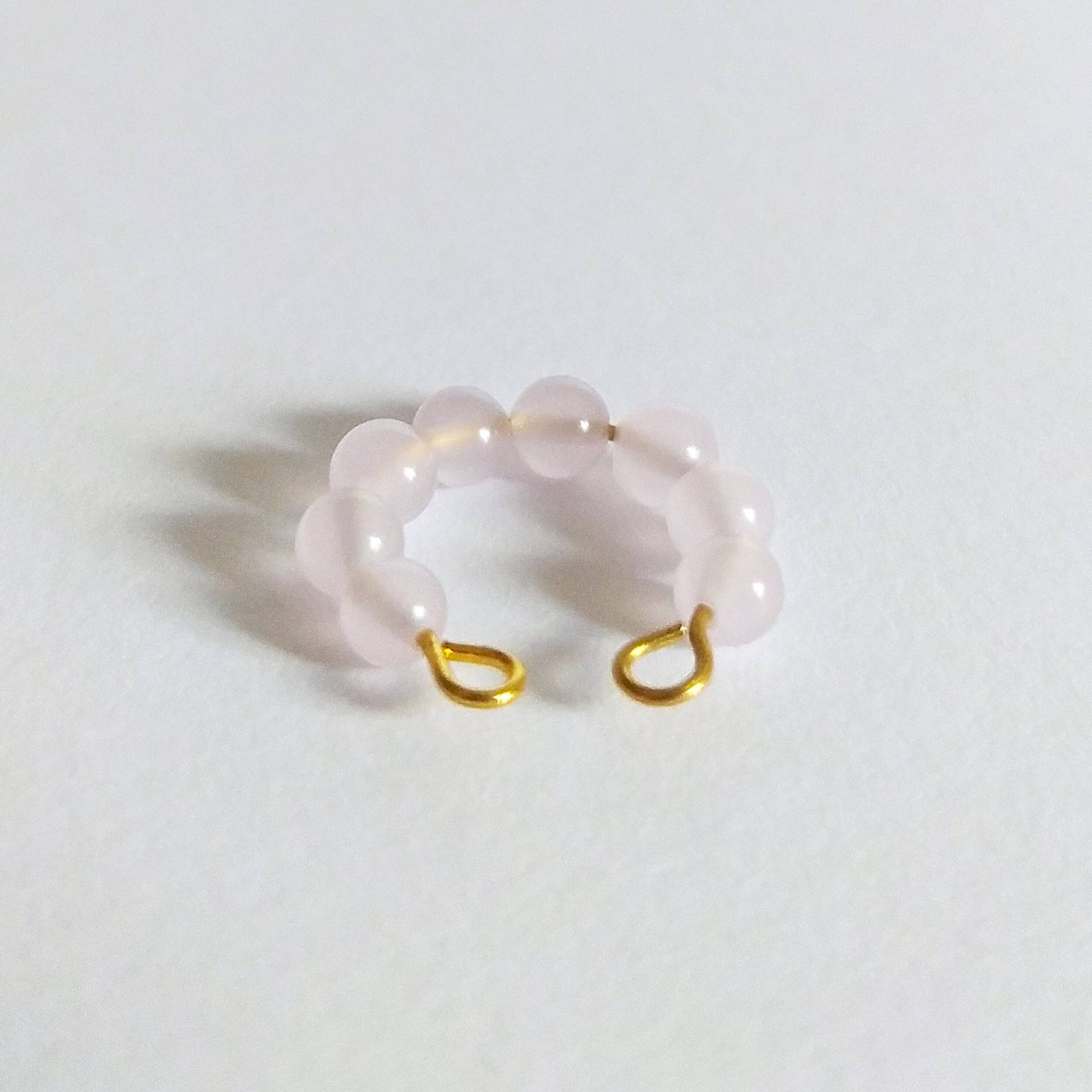 Ansteck Piercing Mit Glasperlen, Ohrklemme Offener Kreis Hellrosa Glaskugeln, Fake Conch Silber, Ohrringe Zum Anstecken von CombinedColours