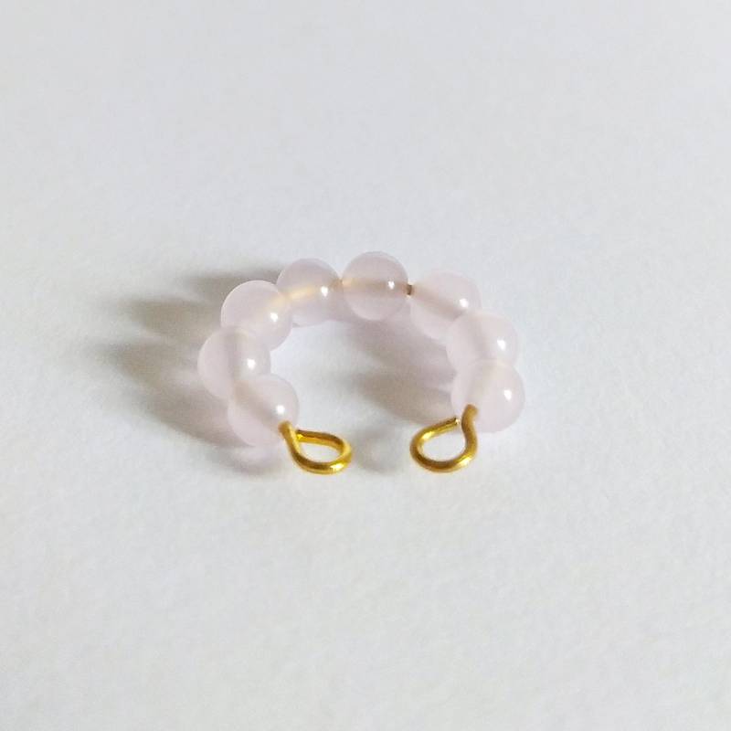 Ansteck Piercing Mit Glasperlen, Ohrklemme Offener Kreis Hellrosa Glaskugeln, Fake Conch Silber, Ohrringe Zum Anstecken von CombinedColours