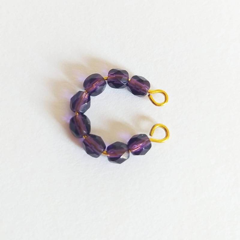 Ansteck Piercing Mit Glasschliff Perlen Dunkel Lila | Ohrklemme Offener Kreis Fake Conch Golden Ohrringe Zum Anstecken von CombinedColours