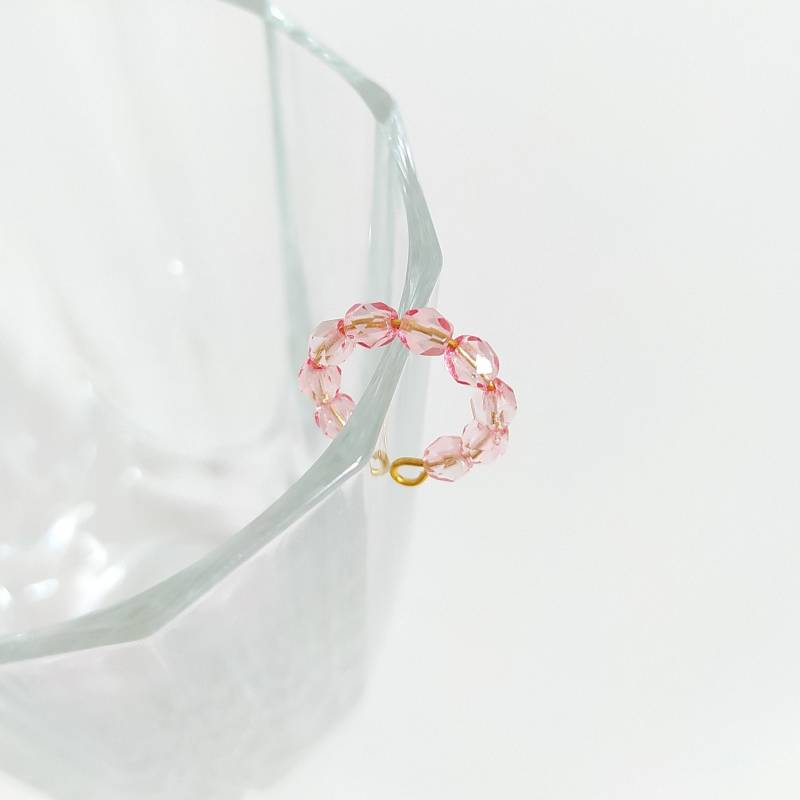 Ansteck Piercing Mit Glasschliff Perlen | Ohrklemme Offener Kreis Altrosa Fake Conch Golden Ohrringe Zum Anstecken von CombinedColours