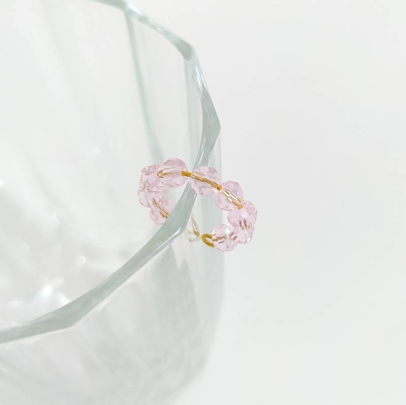 Ear Cuff Piercing Mit Glasschliff Perlen | Ohrklemme Offener Ring Rosa Fake Orbital Conch Gold Kreis Ohrring Zum Anstecken Clip On von CombinedColours