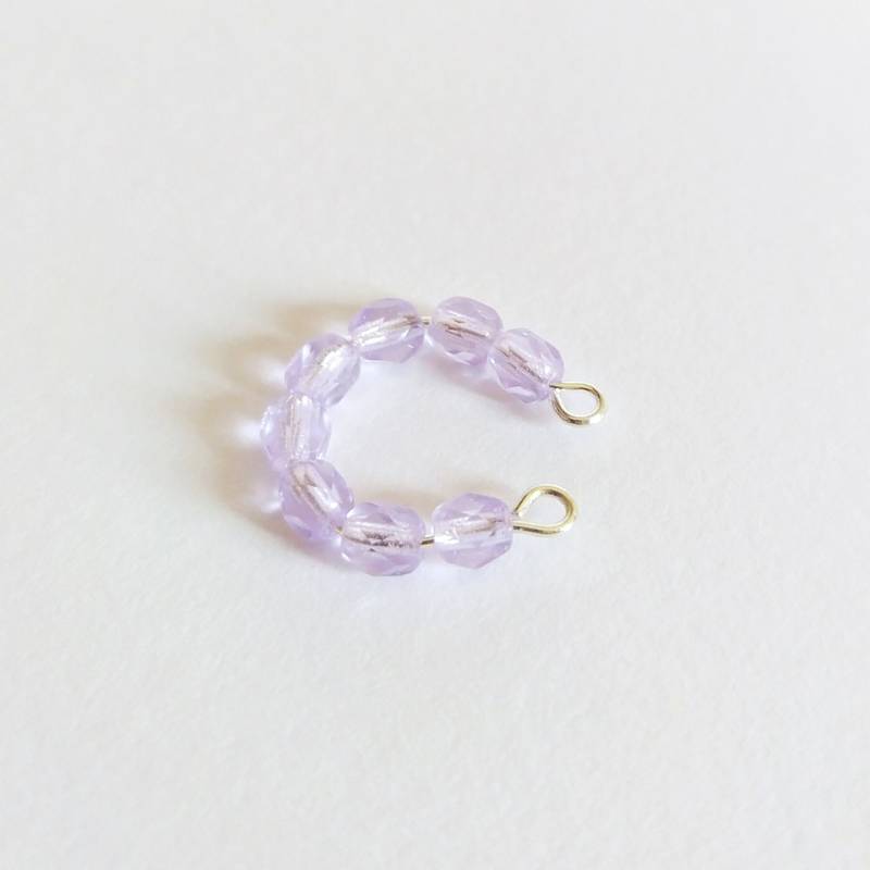 Earcuff Ansteck Piercing Mit Glasschliff Perlen Lila, Ohrklemme Offener Kreis Flieder, Fake Conch Piercing, Ohrringe Zum Anstecken von CombinedColours