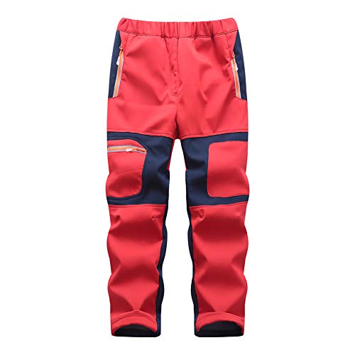 RPixc Kinder Softshellhose Atmungsaktiv Wasserdicht Warme Jungen Mädchen Skihose Wanderhose Winddichte Funktionshose Outdoorhose Trekkinghose 105-165 von Comcrib