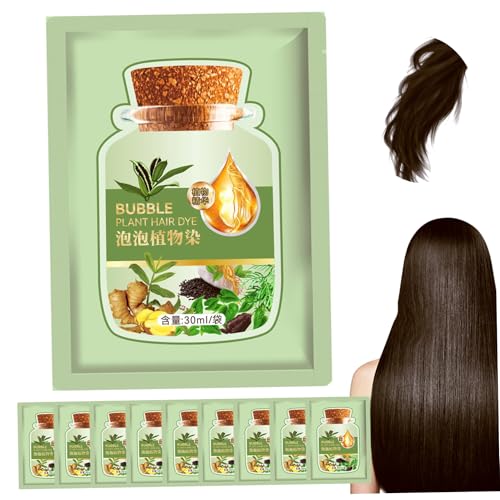 10 Stcs Natural Hair Dye langlebig erfrischend 30 ml Blasen Haarfärbemäumen Extrakt Blasen Shampoo für graue Farbe Frauen Haus Salons (Kaffeefarbe), natürliche Pflanze von Comebachome