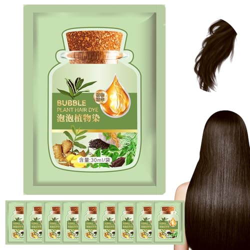 10 Stcs natürliches Haarfarbstoff langlebig erfrischend 30ml Blasen Haarfärbemäumen Extrakt Blasen Shampoo für graue Farbe Frauen Haus Salons (Kaffeefarbe), natürlich von Comebachome