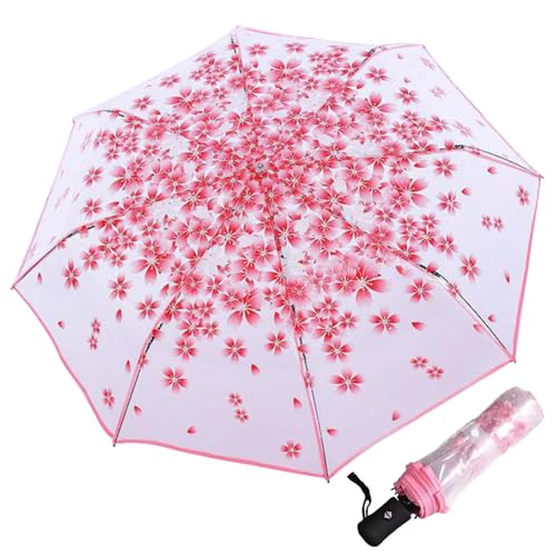 Blumenschirm, faltende transparente Kirschblütenschirm, tragbare Regenschirme für Erwachsene Kinder von Comebachome
