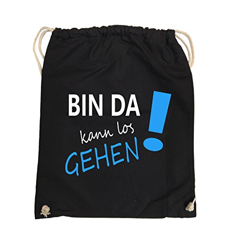 Comedy Bags - Bin da kann los gehen! - Turnbeutel - 37x46cm - Farbe: Schwarz/Weiss-Hellblau von Comedy Bags