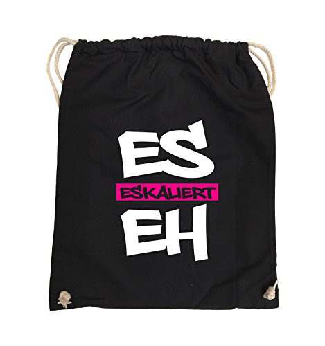 Comedy Bags - Es eskaliert eh - Graffiti - Turnbeutel - 37x46cm - Farbe: Schwarz/Weiss-Pink von Comedy Bags