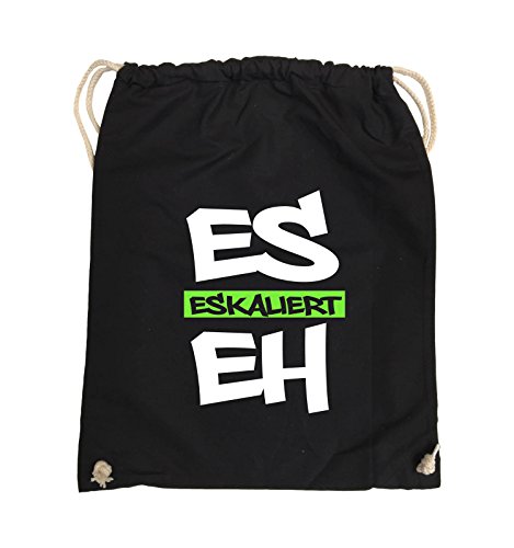 Comedy Bags - Es eskaliert eh - Graffiti - Turnbeutel - 37x46cm - Farbe: Schwarz/Weiss-Neongrün von Comedy Bags