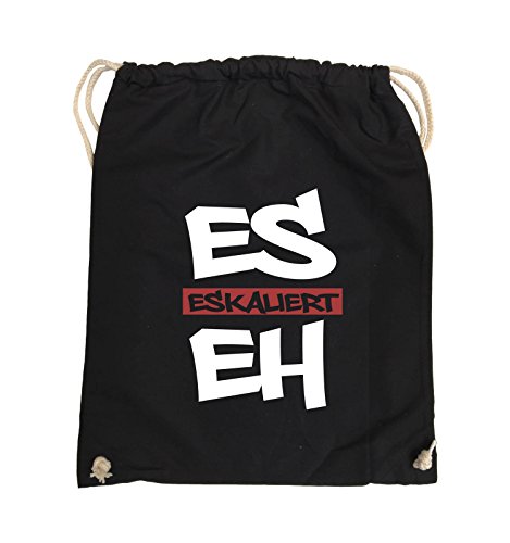 Comedy Bags - Es eskaliert eh - Graffiti - Turnbeutel - 37x46cm - Farbe: Schwarz/Weiss-Rot von Comedy Bags