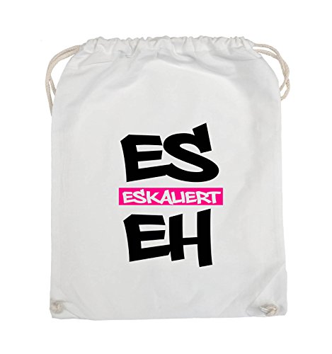 Comedy Bags - Es eskaliert eh - Graffiti - Turnbeutel - 37x46cm - Farbe: Weiss/Schwarz-Pink von Comedy Bags