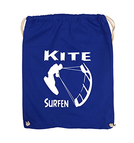 Comedy Bags - Kite SURFEN - MOTIV1 - Turnbeutel - 37x46cm - Farbe: Royalblau/Weiss von Comedy Bags