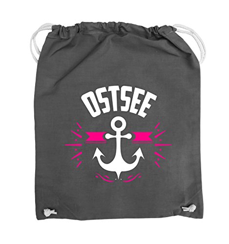 Comedy Bags - OSTSEE - Anker - Turnbeutel - 37x46cm - Farbe: Dunkelgrau/Weiss-Pink von Comedy Bags