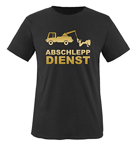 ABSCHLEPP Dienst - LKW - Herren T-Shirt - Schwarz/Gold Gr. 4XL von Comedy Shirts