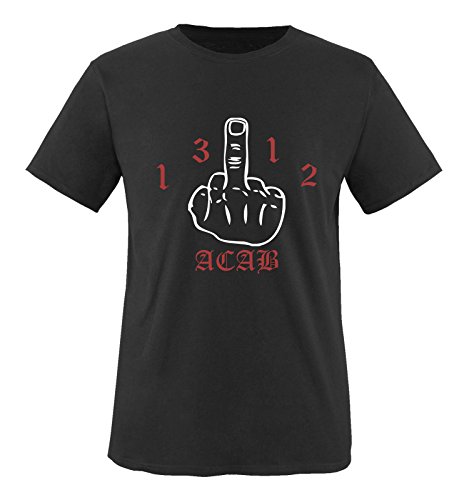 Comedy Shirts - 1312 ACAB - FUCKFINGER - Herren T-Shirt - Schwarz/Weiss-Rot Gr. 4XL von Comedy Shirts