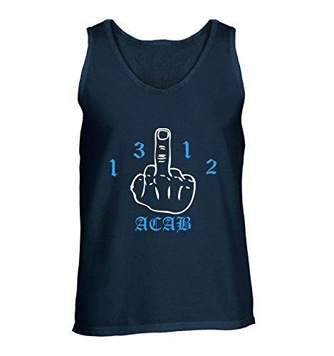 Comedy Shirts - 1312 ACAB - FUCKFINGER - Herren Tank-Top - Navy/Weiss-Blau Gr. XL von Comedy Shirts