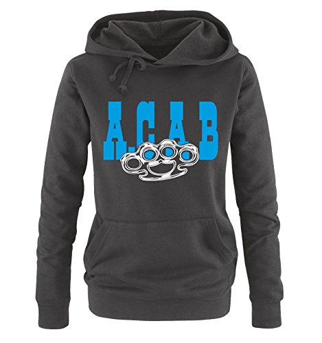 Comedy Shirts - ACAB Schlagring - Zweifarbig - Damen Hoodie Schwarz/Weiss-Blau Gr. XL Comedy Shirts - ACAB Schlagring - Zweifarbig - Damen Hoodie Schwarz/Weiss-Blau Gr. XL von Comedy Shirts