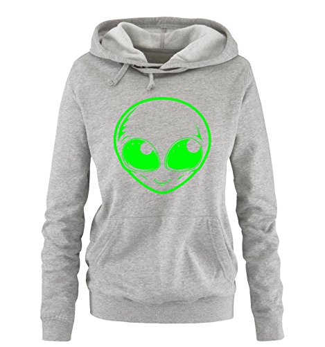 Comedy Shirts Alien - Damen Hoodie - Grau/Neongrün Gr. L von Comedy Shirts