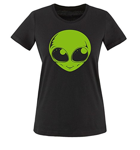 Comedy Shirts - Alien - Damen T-Shirt - Schwarz/Grün Gr. XL von Comedy Shirts