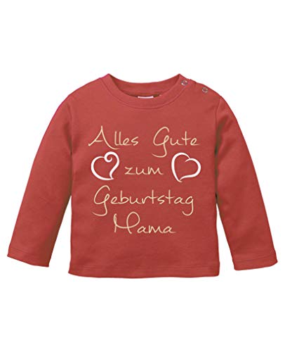 Comedy Shirts - Alles Gute zum Geburtstag Mama - Baby Langarm Shirt - Rot/Beige-Weiss Gr. 56/62 von Comedy Shirts