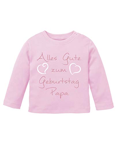 Comedy Shirts - Alles Gute zum Geburtstag Papa - Baby Langarm Shirt - Rosa/Rosa-Weiss Gr. 56/62 von Comedy Shirts