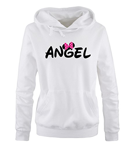 Comedy Shirts - Angel - Minnie - Damen Hoodie - Weiss/Schwarz-Pink Gr. XL von Comedy Shirts