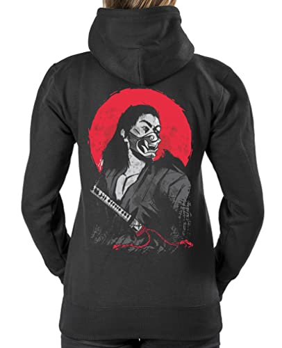 Comedy Shirts - Anime - Samurai - Vorne-Mitte u. Hinten - Damen Hoodie - Schwarz Gr. XXL von Comedy Shirts