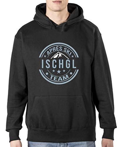 Comedy Shirts Aprés Ski Team - ISCHGL V2 - Herren Hoodie - Schwarz/Eisblau-Weiss Gr. L von Comedy Shirts