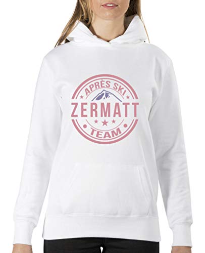 Comedy Shirts Aprés Ski Team - Zermatt V2 - Damen Hoodie - Weiss/Rosa-Violett Gr. L von Comedy Shirts