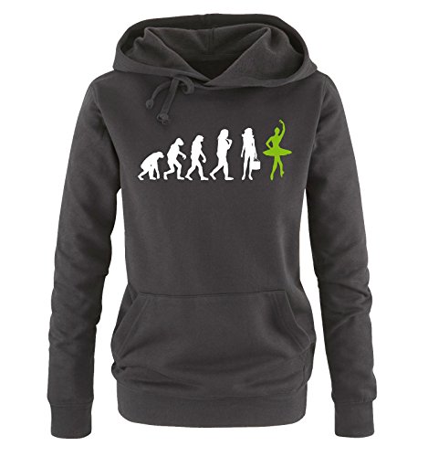 Comedy Shirts - Ballett Evolution II - Damen Hoodie - Schwarz/Weiss-Grün Gr. M von Comedy Shirts