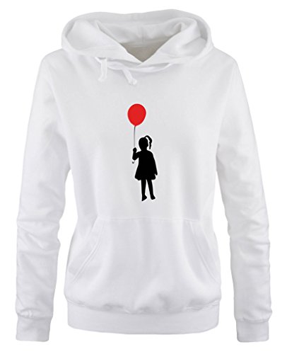 Comedy Shirts Ballon Mädchen - Damen Hoodie - Weiss/Schwarz-Rot Gr. M von Comedy Shirts