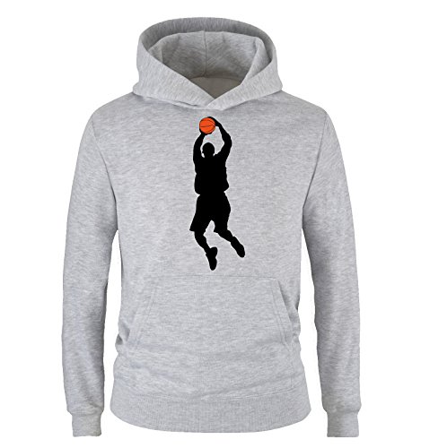 Comedy Shirts - Basketballspieler - Kinder Hoodie - Grau/Schwarz-Orange Gr. 152 von Comedy Shirts