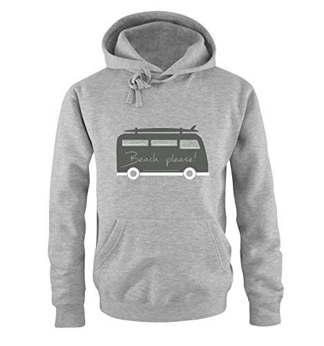 Comedy Shirts - Beach Please! - Bus - Herren Hoodie - Grau/Weiss-Grau Gr. L von Comedy Shirts