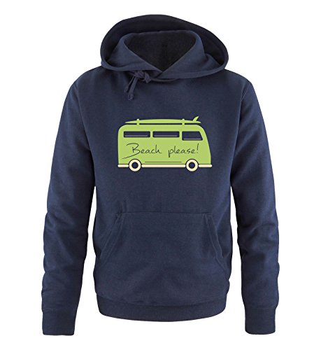 Comedy Shirts Beach Please! - Bus - Herren Hoodie - Navy/Beige-Hellgrün Gr. M von Comedy Shirts