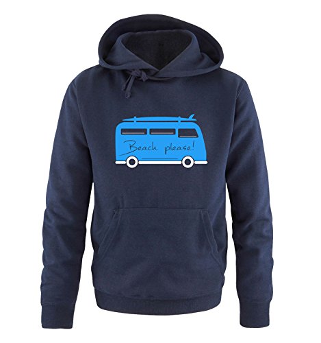 Comedy Shirts Beach Please! - Bus - Herren Hoodie - Navy/Weiss-Blau Gr. XL von Comedy Shirts