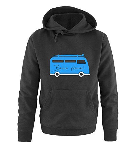 Comedy Shirts Beach Please! - Bus - Herren Hoodie - Schwarz/Weiss-Blau Gr. L von Comedy Shirts