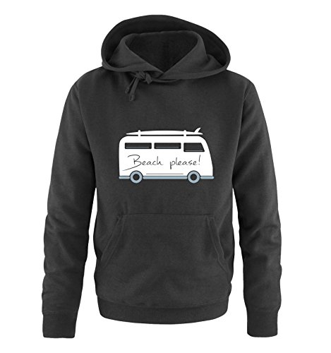 Comedy Shirts Beach Please! - Bus - Herren Hoodie - Schwarz/Eisblau-Weiss Gr. 3XL von Comedy Shirts