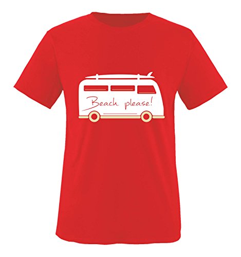 Comedy Shirts - Beach Please! - Bus - Jungen T-Shirt - Rot/Beige-Weiss Gr. 134/146 von Comedy Shirts