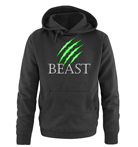 Comedy Shirts - Beast - Herren Hoodie - Schwarz / Weiss-Neongrün Gr. M von Comedy Shirts