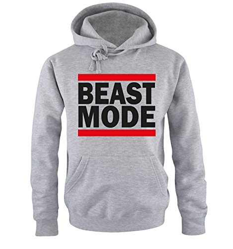 Comedy Shirts Beast Mode - Herren Hoodie - Grau/Schwarz-Rot Gr. XL von Comedy Shirts