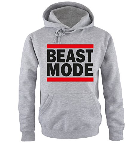 Comedy Shirts Beast Mode - Herren Hoodie - Grau/Schwarz-Rot Gr. L von Comedy Shirts