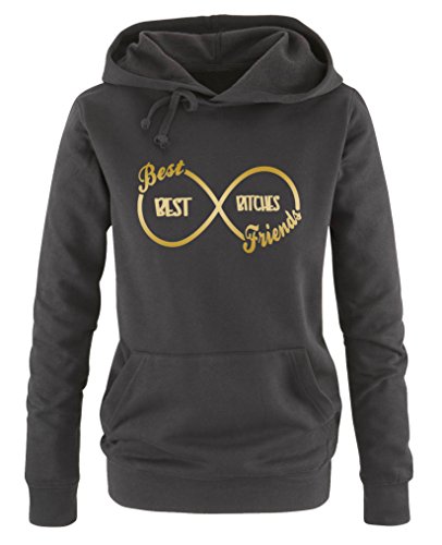 Comedy Shirts Best Friends Best Bitches - Damen Hoodie - Schwarz/Gold Gr. L von Comedy Shirts