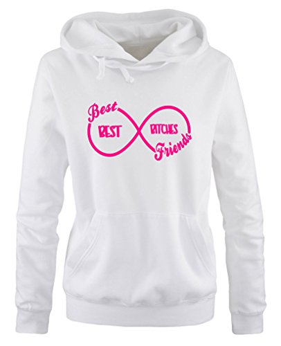 Comedy Shirts Best Friends Best Bitches - Damen Hoodie - Weiss/Pink Gr. M von Comedy Shirts