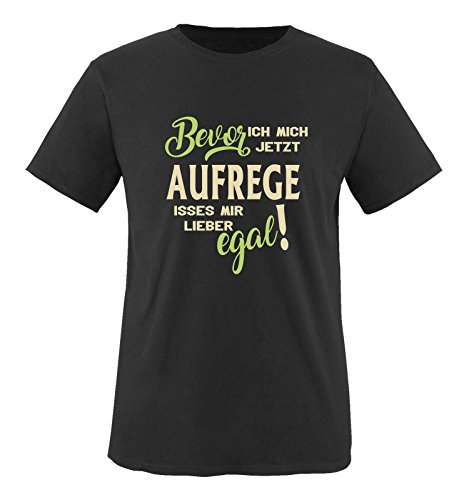 Comedy Shirts - Bevor ich Mich jetzt Aufrege isses Mir Lieber egal! - Herren T-Shirt - Schwarz/Beige-Hellgrün Gr. 4XL von Comedy Shirts